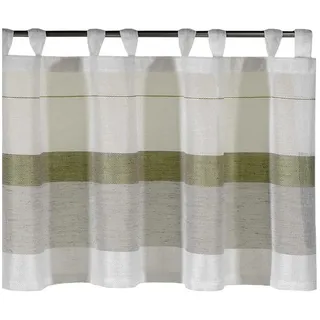 Kurzgardine , Grün, Weiß , Textil , Streifen , 140x45 cm , Oeko-Tex® Standard 100 , Heimtextilien, Vorhänge, Scheibengardinen