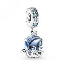 Bild von Moments Süßer Oktopus Murano-Glas Charm-Anhänger aus Sterling-Silber mit Cubic Zirkonia, Kompatibel Moments Armbänder, 791694C01