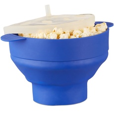 Bild von Popcorn Maker Silikon für Mikrowelle, zusammenfaltbarer Popcorn Popper, Zubereitung ohne Öl, BPA-frei, blau,