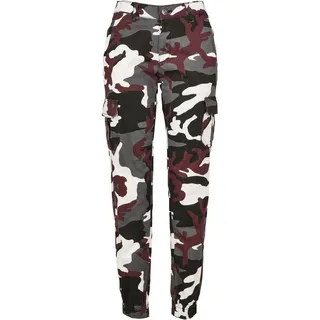 URBAN CLASSICS Ladies High Waist Camo Cargo Pants in Camouflage, Größe 30