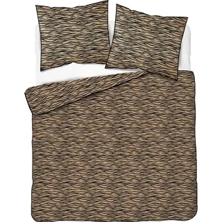 Perkal-Bettwäsche mit elegantem Saum 160x200 5591a Braun, Tiger - Braun