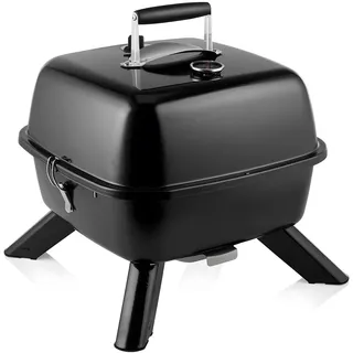 Wintem 2-in-1-Elektrogrill, tragbar, 2000 W, elektrischer Holzkohlegrill, Deckel mit Thermometer und einstellbarer Temperatur, abnehmbarer Elektrogrill, Maße: 43,5 x 45 x 25 cm