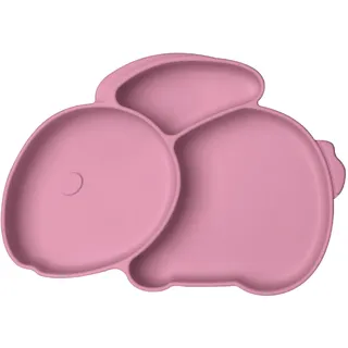 Vicloon Baby Teller Schüssel, Baby Teller Baby Rutschfest für Baby Kleinkinder Kinder, Silikon Babygeschirr Rutschfest mit Saugnäpfen, BPA-Frei, Saugen Abwaschbar für Spülmaschine(Rosa-Kaninchen)