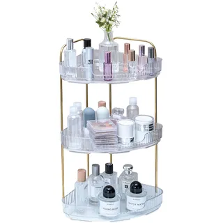 VINATO Make Up Organizer, Schminktisch Organizer, 3-stufiger Eck Organizer für Bad/Kosmetik, Transparente