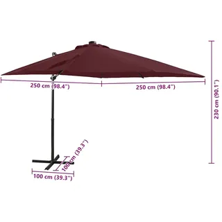 vidaXL Ampelschirm Ø 250 cm Bordeauxrot