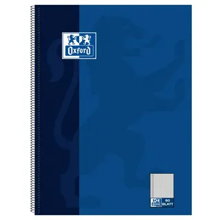 Oxford Collegeblock A4 kariert mit Rand links, 80 Blatt, blau