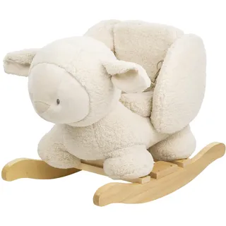 Nattou Schaukeltier aus weichem Teddy-Stoff, Schaukeltier Schaf, Inkl. Sicherheitsgurt, Fröhliches Hin- und Herschaukeln, Ca. 60 cm, Lapidou, Polyester/Holz, Beige