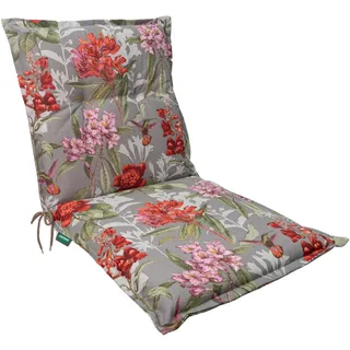 Dehner Niederlehnerpolster Toscana, Stuhlkissen wasserabweisend, Polster für Gartenstühle, ca. 50 x 52 x 50 cm, Baumwolle / Polyester / Viskose, taupe / rot