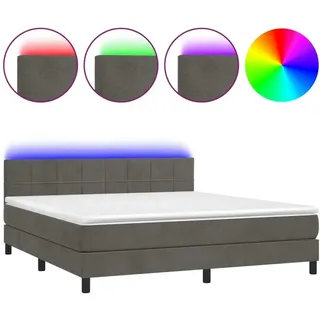 vidaXL Boxspringbett mit Matratze & LED Dunkelgrau 180x200 cm Samt