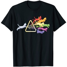 Katze Prisma Regenbogen Licht Lustig Physik Wissenschaft T-Shirt