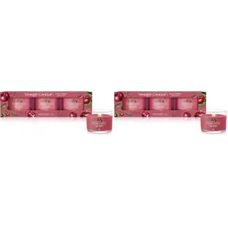 Yankee Candle Duftkerzen-Geschenkset | Votivkerzen mit Black Cherry | Soja-Wachs-Mix | 3 Teile (Packung mit 2)