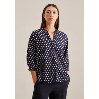 seidensticker Klassische Bluse »Schwarze Rose«, 3/4-Arm Kragen Punkte, blau