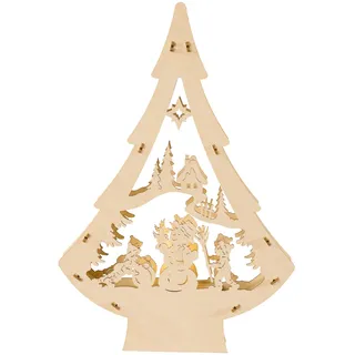 SAICO Original LED Schwibbogen »LED-Lichterbaum, Schneemann« für Batteriebetrieb, Timer, LED-Stripe, warmweiß, BxHxT: 20,5x30x4 cm