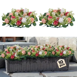 VEVOR Künstlicher Blumenkranz, 340x340x90 mm, Kunstblumenkranz mit rosa & weißen Rosen, Blumenarrangement-Mittelstück für Valentinstag, Muttertag, Party, Hochzeit & Tischdekoration, 10 Stk.