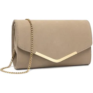 Miss Lulu Damen Umschlag Clutch Elegant Abendtasche Brauttasche Umschlag Clutch Tasche Handtasche mit Kette für Hochzeit Party Prom Khaki