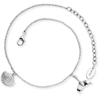 Engelsrufer Damen Fußkettchen Aloha aus Sterling Silber mit Muschel und Flossen Anhänger - Karabinerverschluss - in der Länge verstellbar - nickelfrei