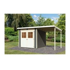 Karibu Holz-Gartenhaus Egersund Terragrau Pultdach Lackiert 238 cm x 213 cm