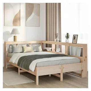 vidaXL Massivholzbett mit Regal ohne Matratze 140x190 cm Kiefernholz