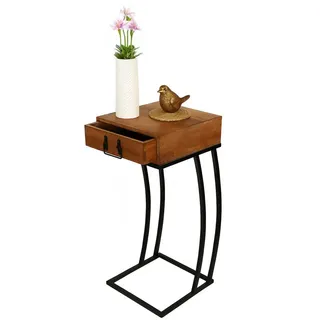 Relaxdays Beistelltisch Braun Mangoholz 70 x 30 x 30 cm