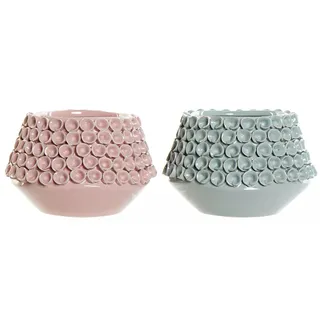 Vase der Marke DKD Home Decor Rosa Türkis Steingut Mittelmeer (2 Stück) (20 x 20 x 13 cm) (Referenz: S3020526)