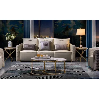 Beistell Couch Tisch Rund Tische Runde Sofa Metall Glas Designer Luxus design
