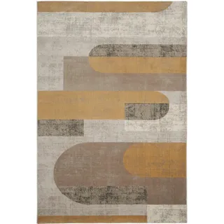 Novel Webteppich , Gelb, Grau , Textil , Retro , rechteckig , 133x190 cm , Oeko-Tex® Standard 100 , für Fußbodenheizung geeignet, in verschiedenen Größen erhältlich , Teppiche und Böden, Teppiche, Webteppiche