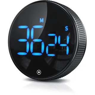 Arendo - Küchentimer Eieruhr digital magnetisch – großes LED Display – Kurzzeitimer – Countdown und Countup – Küchenuhr mit Restzeitanzeige – Alarmton einstellbar 70/85 db(A) - schwarz