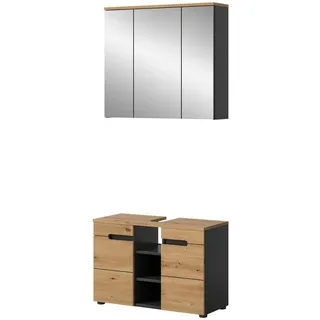 inn.furn Badmöbel-Set 2-tlg. Eiche/Grau