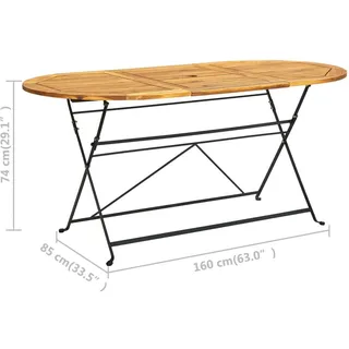 vidaXL Gartentisch 160 x 85 x 74 cm Natur