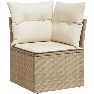 vidaXL Garten-Ecksofa mit Kissen Beige Poly Rattan - Beige