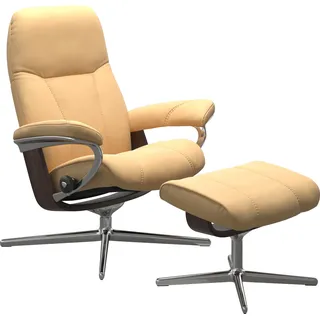 Stressless Relaxsessel "Consul" mit Cross Base, Größe S, M & L, Holzakzent Wenge, gelb