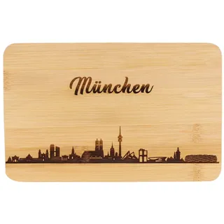 Spruchreif | Frühstücksbrettchen aus Bambus | Brotzeitbrett mit Gravur | Städte Geschenk | München Geschenke | Frühstücksbrettchen Skyline Gravur | München Skyline