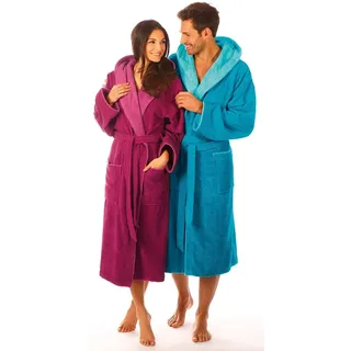 Egeria Unisex-Bademantel "Cairo, ideal für Sauna & Spa, Hotelbademantel, Morgenmantel" 1 Stk. mit Kapuze, Doubleface Optik, türkis