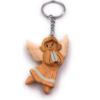 Onwomania Handmade Holz Schlüsselanhänger Engel Himmelsbote fliegend