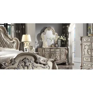 Spiegel Kommode Schlafzimmer Holz Set Möbel Klassische Kommoden 2tlg. Sideboard - Silber