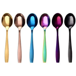 Gräwe Kaffeelöffel aus Edelstahl, 6er Pack, handpoliert, spülmaschinengeeignet, bunt - Serie Königstein