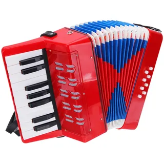 QUARKZMAN Akkordeon 17 Tasten 8 Bassknopf Ziehharmonika Mini Musikinstrument Leichtgewicht für, Rot