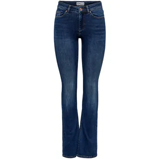 ONLY Damen Onlblush Mid Flared Dnm Tai021 Noos Jeans, Dark Blue Denim, M / 30L EU