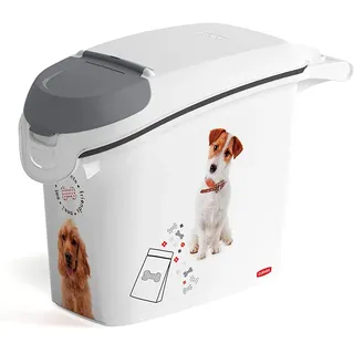 CURVER Futterbehälter für Hunde – 6 kg/15 l – luftdichte Aufbewahrung gegen Gerüche für Hunde – mit Tragegriff – Weiß