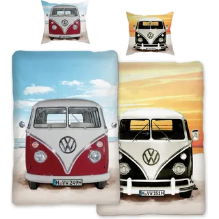 VW Volkswagen Bulli Beach 089 Bettwäsche Linon / Renforcé - Bunt