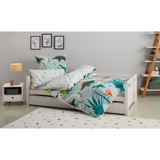 LÜTTENHÜTT Kinderbettwäsche »CUDDLEE«, in vielen Designs: Dino,Einhorn,Weltraum,Baustelle,Herz,Trecker, grün