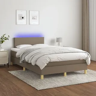 The Living Store Boxspringbett mit Matratze & LED Taupe 120x200 cm Stoff - Taupe