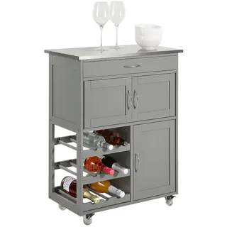 SoBuy Küchenwagen Grau , Holzwerkstoff , 67x87x38 cm , Esszimmer, Servierwagen