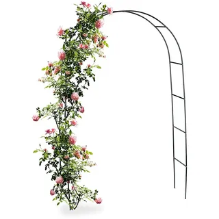 BAKAJI Torbogen Rankhilfe für Kletterpflanzen und Rosen 240 cm, Rosenbogen aus Metall witterungsbeständig, grün, 240 x 140 x 38 cm