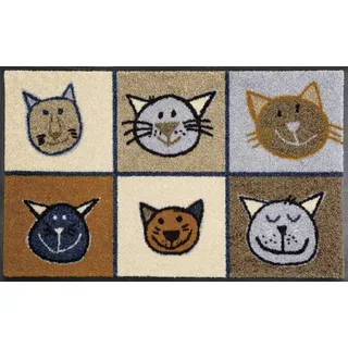Wash+Dry Fußmatte, Miau Miau 50x75 cm, innen und außen, waschbar