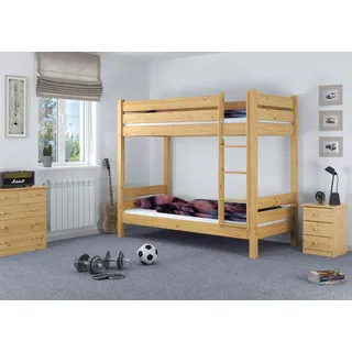 Etagenbett extra stabil Massivholz Kiefer natur 80x220 Hochbett Zubehör variabel V-60.16-08-220ohne Zubehör - Braun