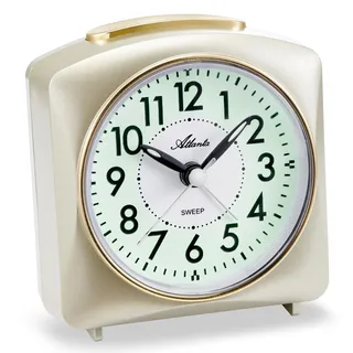 Atlanta Wecker ohne Ticken geräuscharm mit Licht Snooze Crescendo Quarz Analog - 2128 (Gold)