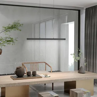 YUENFONG LED Pendelleuchte Moderne Hängelampe Esstisch Linear Design Hängeleuchte mit Fernbedienung, Kücheninsel Leuchten Pendellampe Kronleuchter Esszimmerlampe Hängend (36W, Kaltweiß) - Weiß