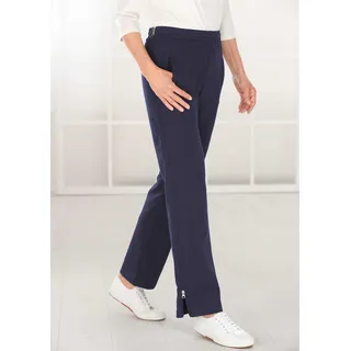 Stoffhose GOLDNER "Kurzgröße Freizeithose mit Reißverschluss", Damen, Gr. 23, K-Gr, blau (marine), Obermaterial: 60% Baumwolle CO. 35% Polyester PES. 5% Elasthan EL., normal, Hosen Stoffhose, am Bein seitlicher Zwei-Wege-Reißverschluß
