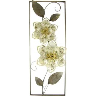 I.GE.A. Bild »Metallbild Blumen Blätter Blume Wanddeko Wandskulptur Bild 3D Blüten« 1 Stk. tlg. Skulptur Wanddeko Deko Terrassendeko Wandrelief Abstrakt, beige
